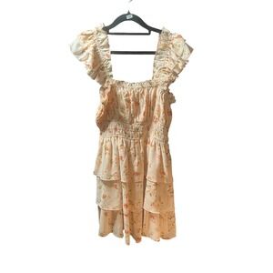 Forever‎ 21 Pink Floral Ruffle Tiered Mini Dress